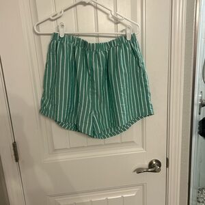 Sadie & Sage Green and White Striped Athletic Shorts